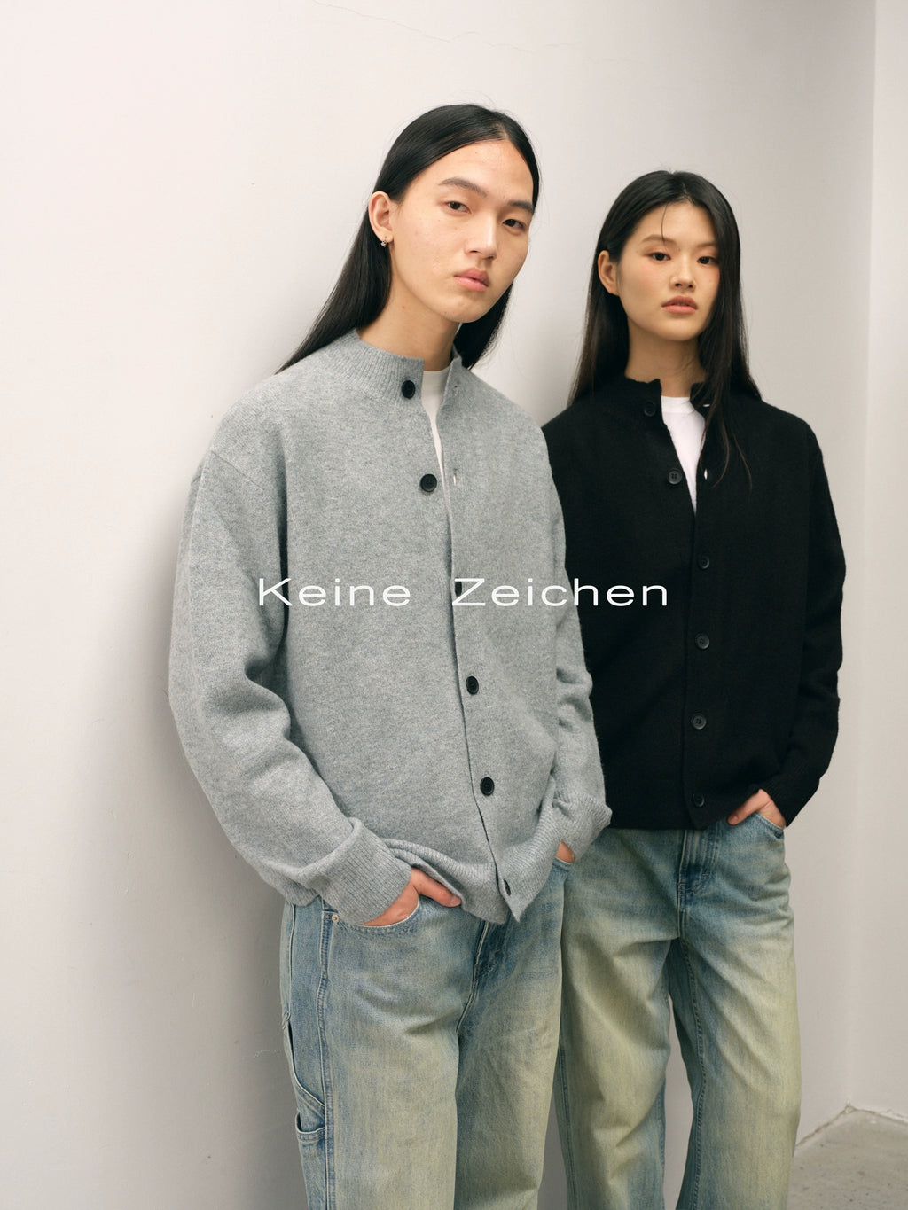 NO LOGO Knitted Button-up Neck Cardigan Sweater