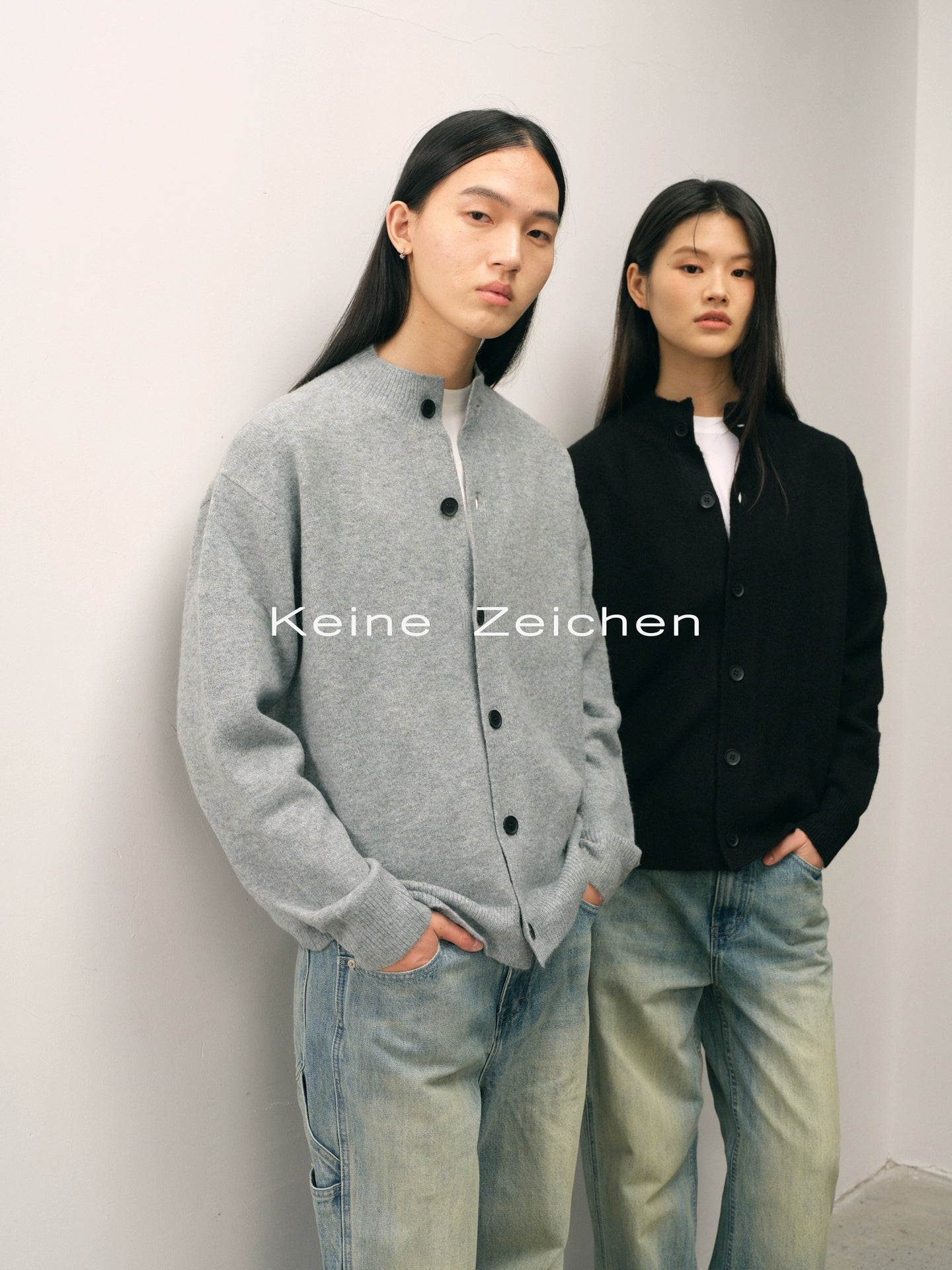 NO LOGO Knitted Button-up Neck Cardigan Sweater