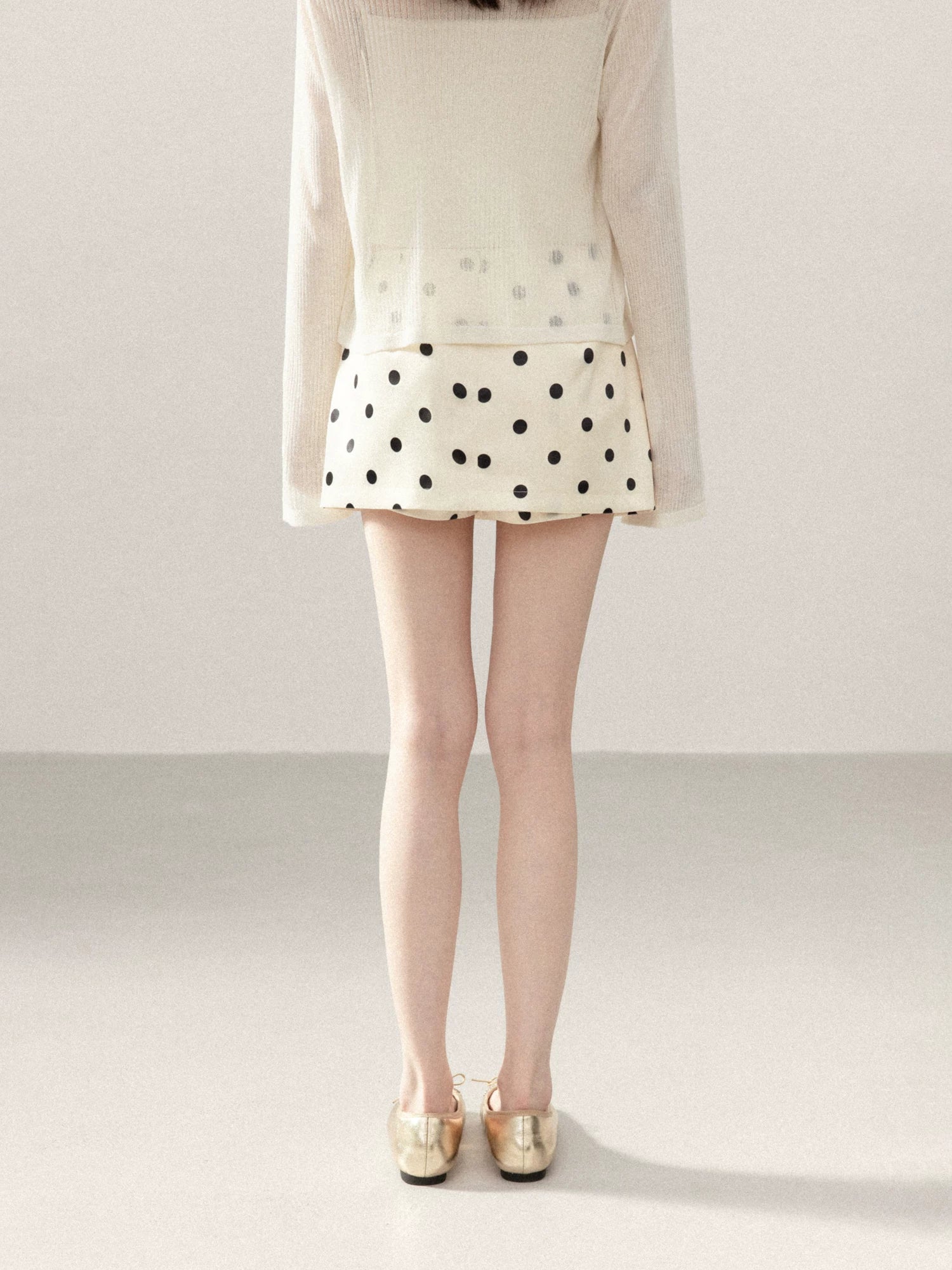 Cantonstory Polka Dot High Waist Slim Skirt Pants