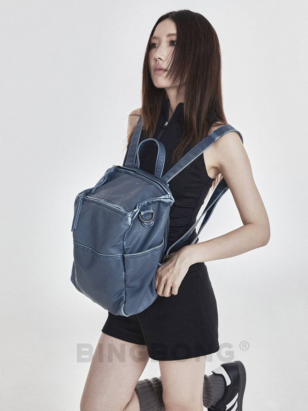 BINGBONG Commuter Denim Korean Crossbody Backpack