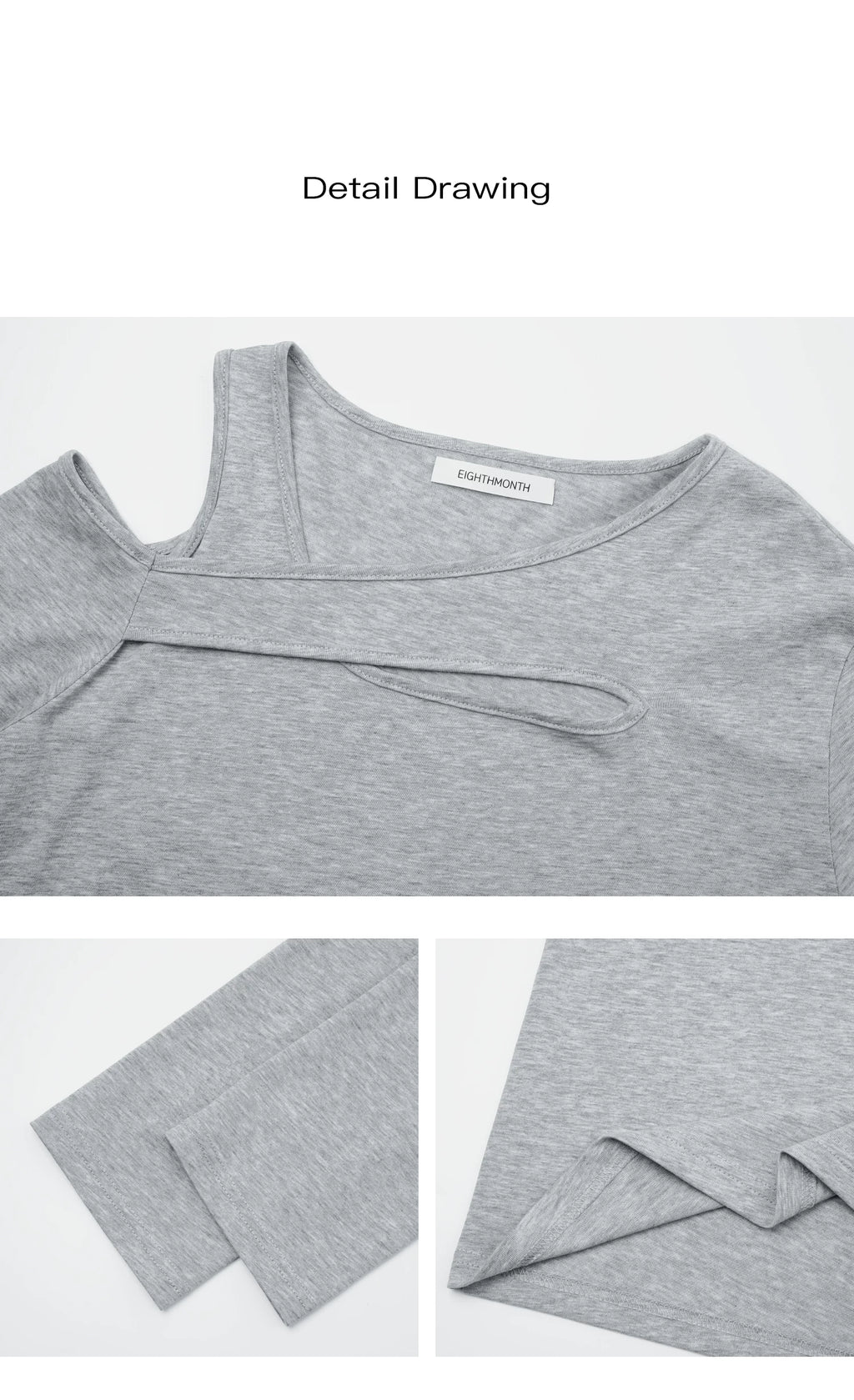 EIGHTHMONTH Slash Shoulder Hollow Loose Long Sleeve