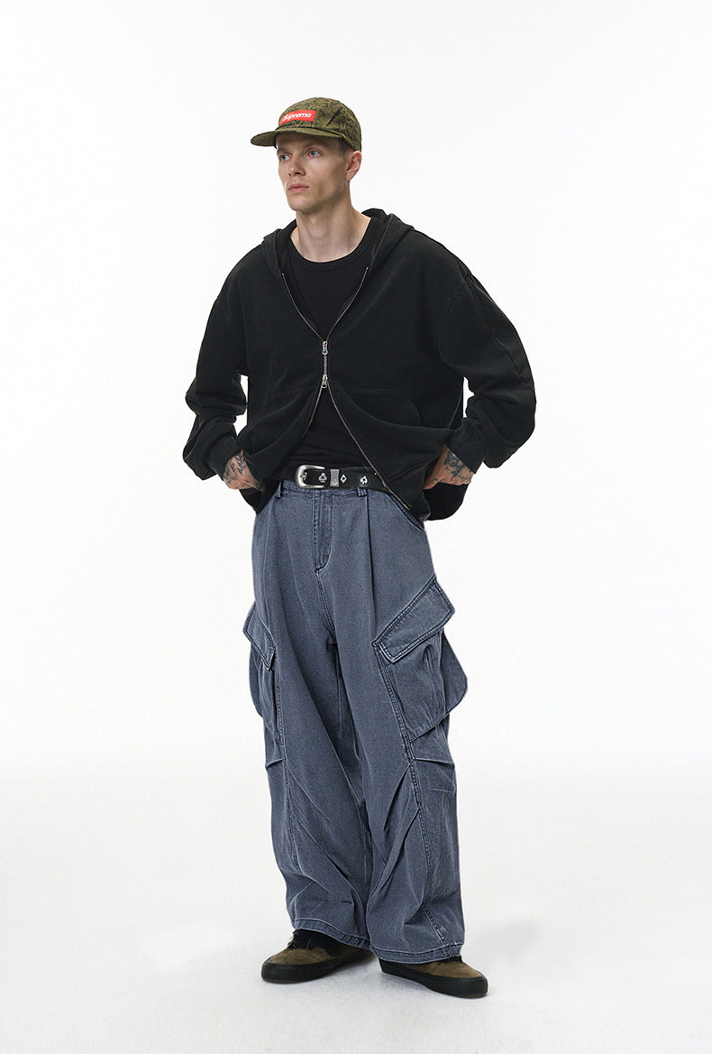 Inflation Pocket Pleated Wide Leg Pants