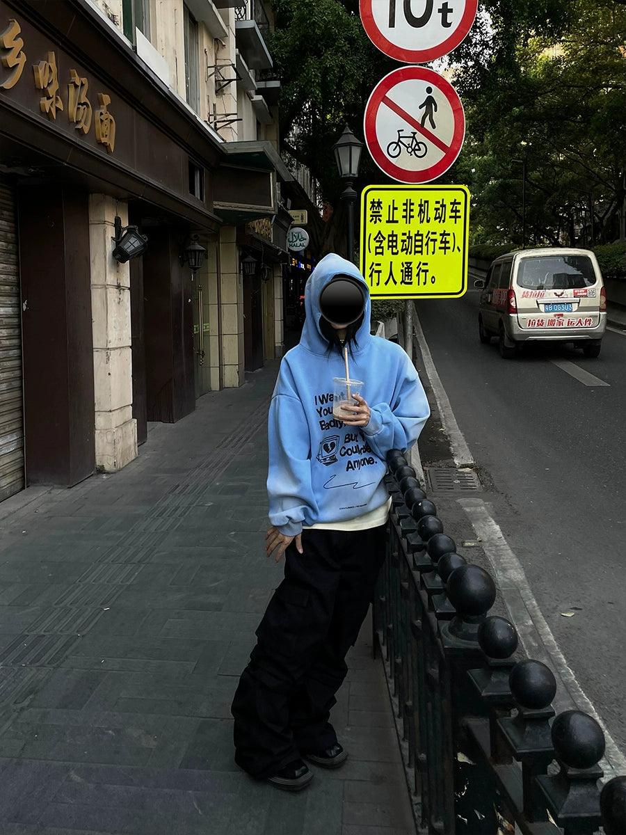 BRG Loose Gradual Change Hooded Sweater Hoodie