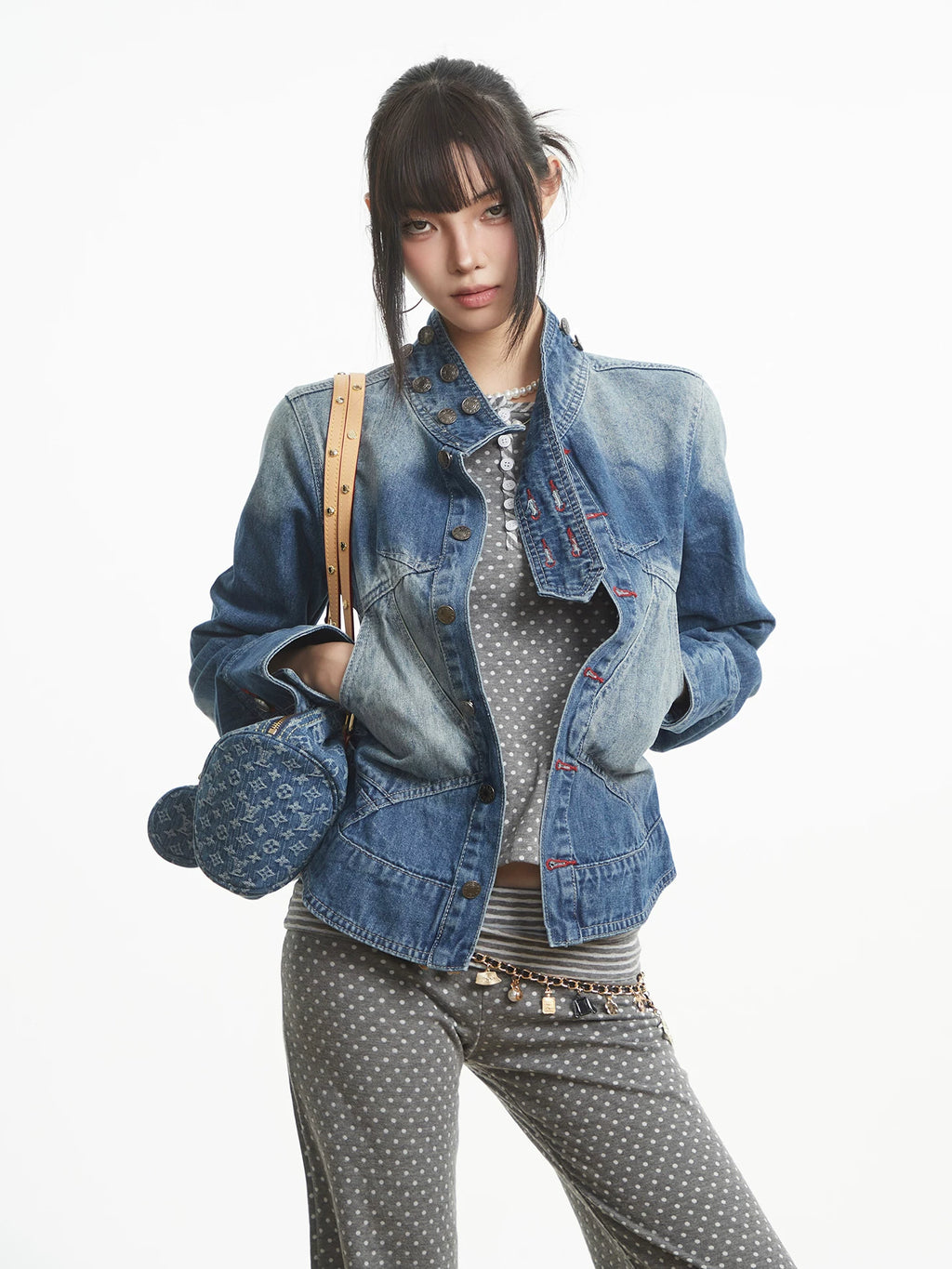 UNCMHISEX Vintage Short Denim Jacket