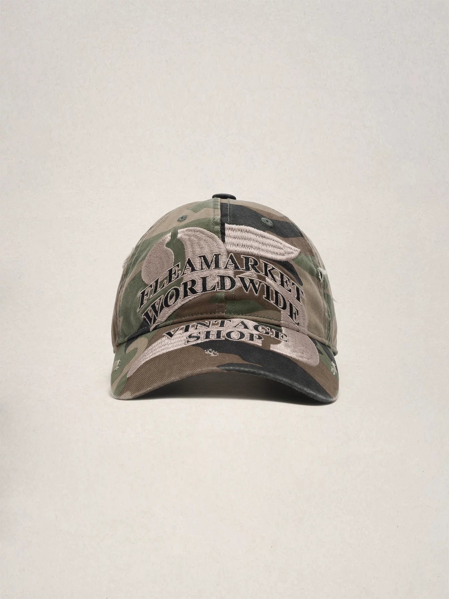 Fleamarket Vintage Alphabet Embroidery Camouflage Cap