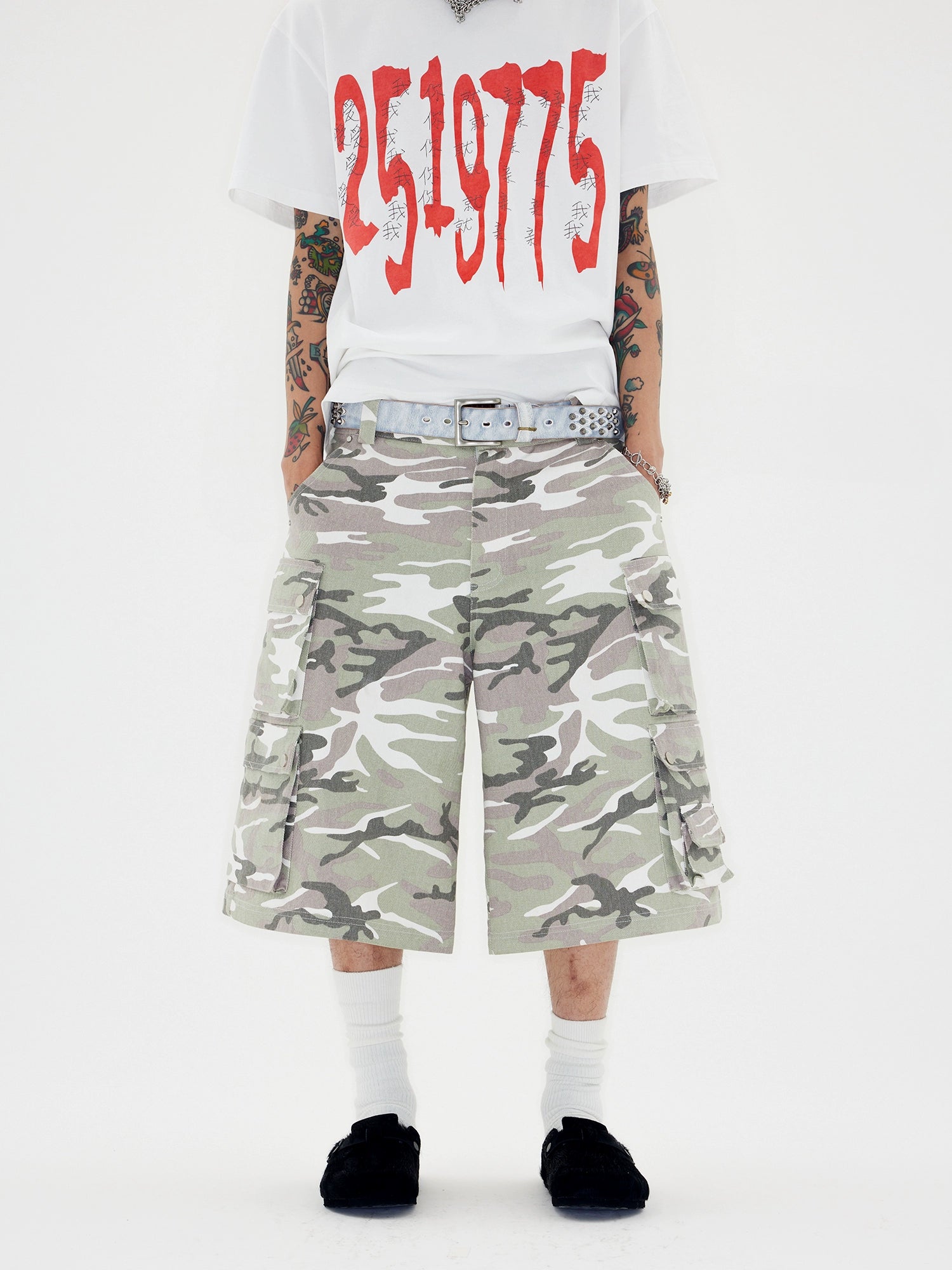 CHAI Camouflage Casual Versatile Canvas Cropped Pants