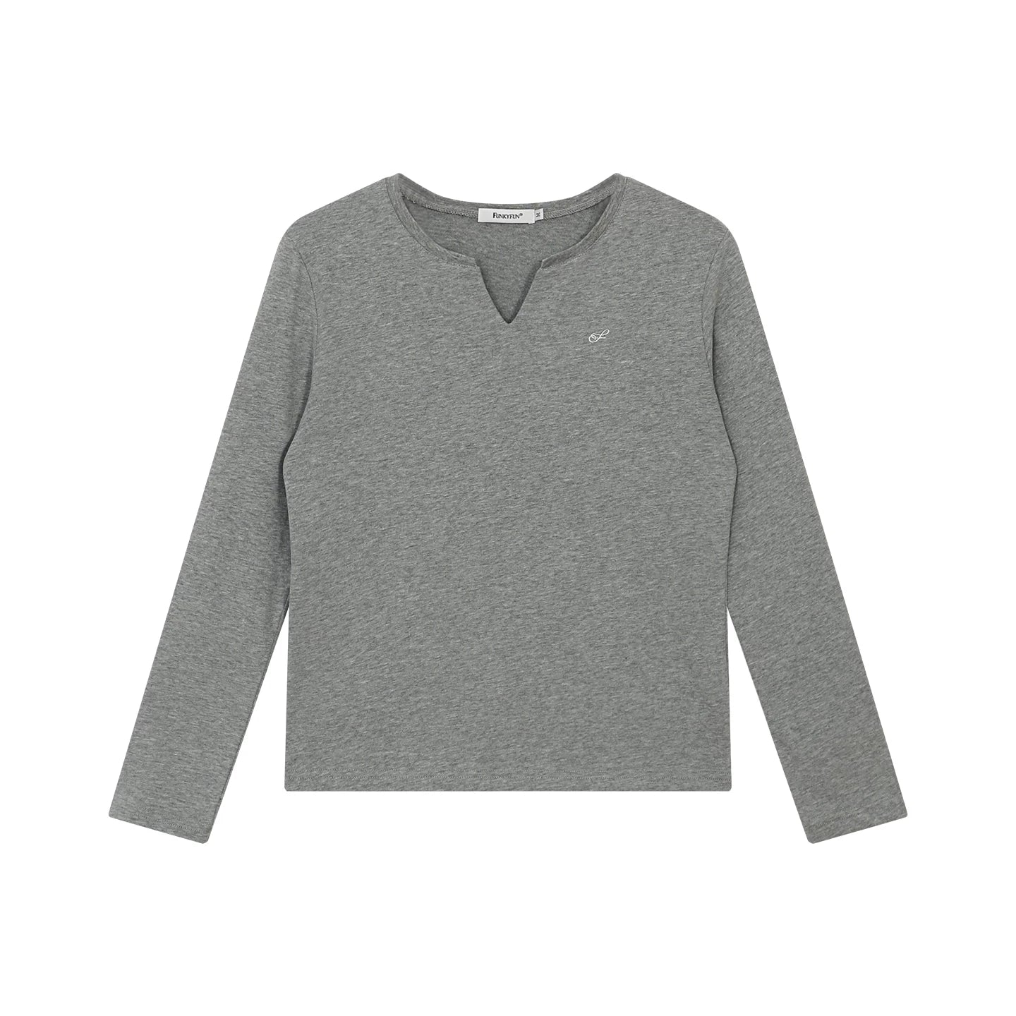 FUNKYFUN Small V-neck Front Shoulders Loose and Simple Long Sleeves