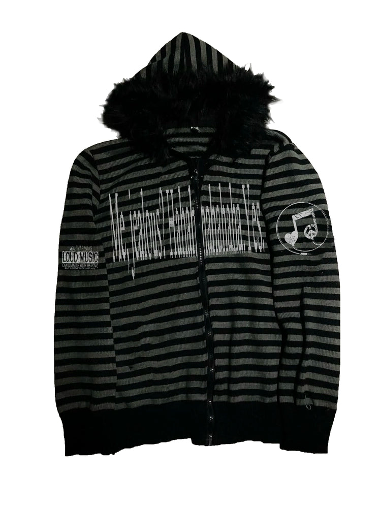 PAIKI Striped Sweater Cardigan Knitted Sweater Hooded Sweater