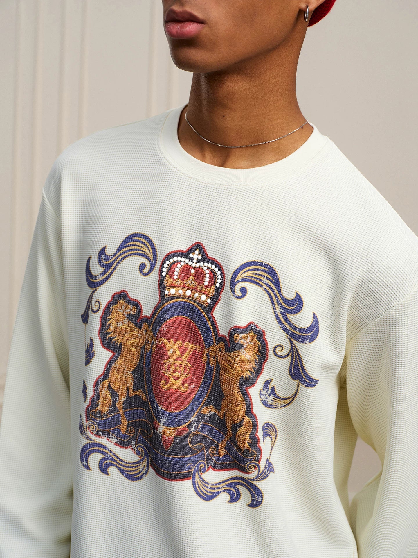 YADcrew Vintage Waffle Bead Long Sleeve