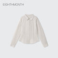 EIGHTHMONTH Vintage Vertical Striped Skinny Lapel Long Sleeve Shirt