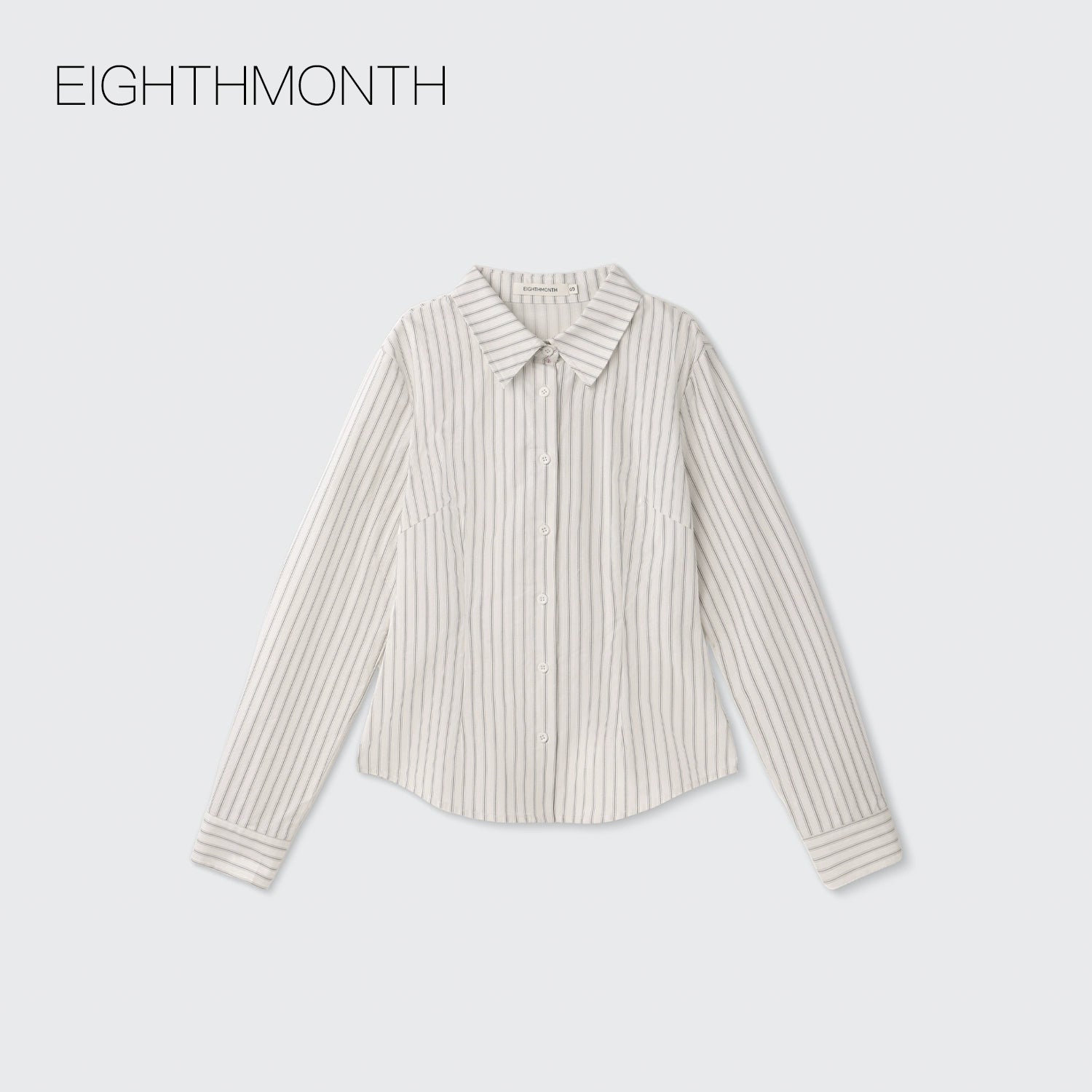 EIGHTHMONTH Vintage Vertical Striped Skinny Lapel Long Sleeve Shirt