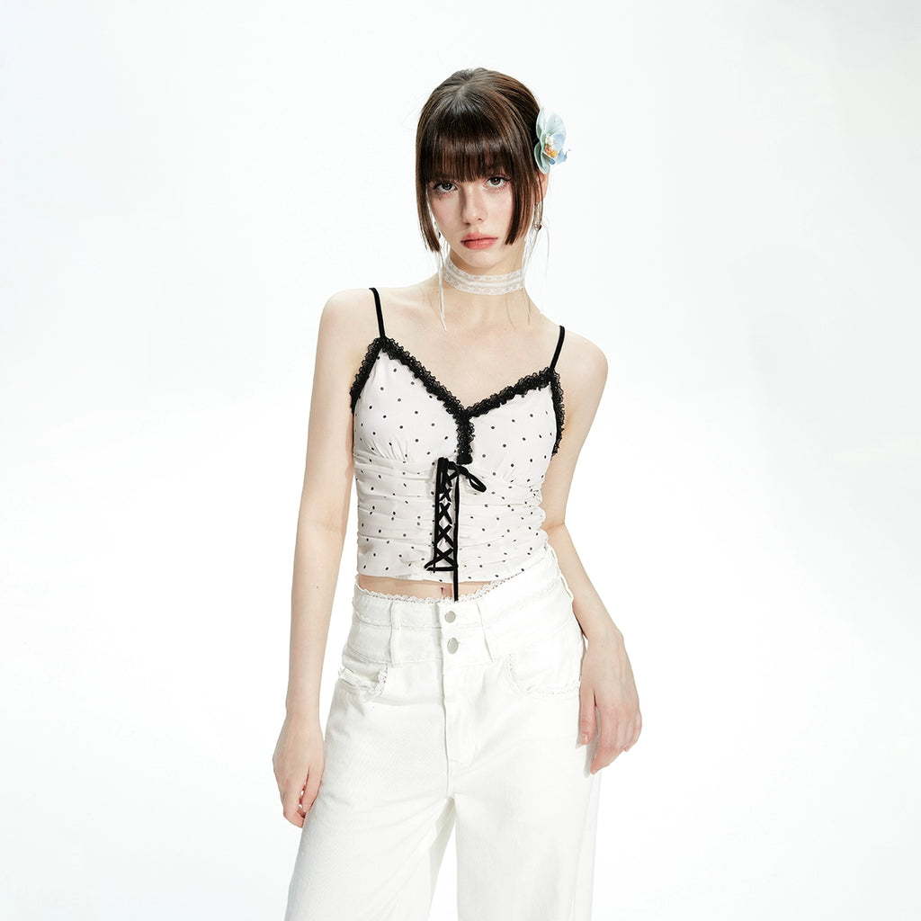 Imone Polka Dot Strap Lace Vest