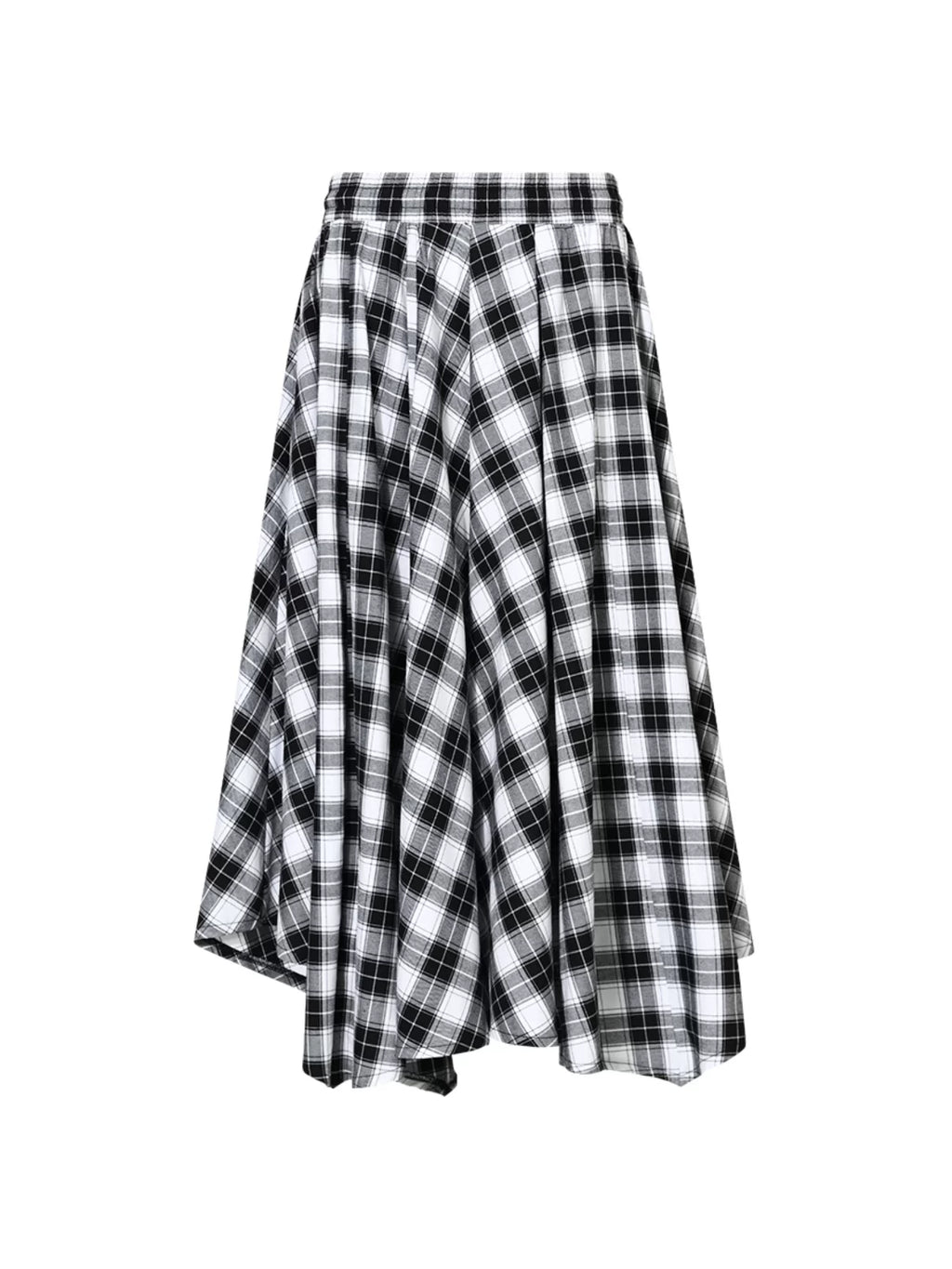 FUNKYFUN Retro Check Wide-Leg A-Line Skirt Pants