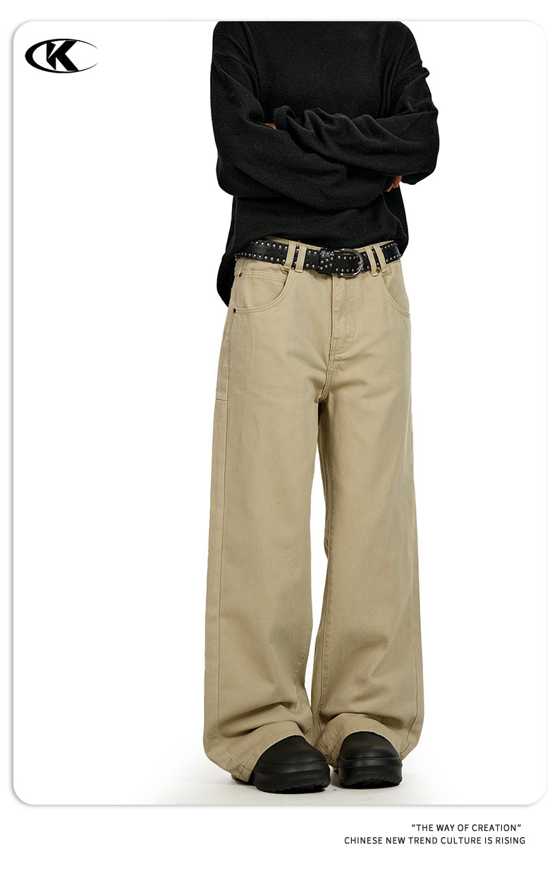 11KN Retro Loose and Simple Wide-leg Pants