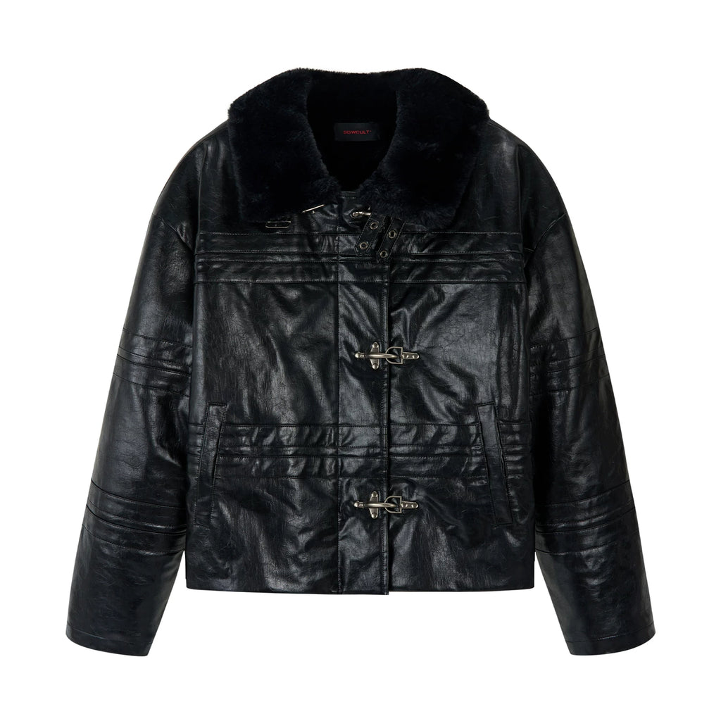 SGWCULT Stitched Silhouette Niche Leather Jacket