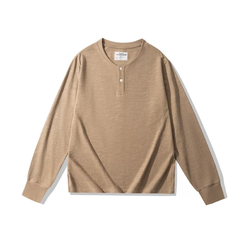 BlankMap Vintage Henry Collar Loose Shoulder Long Sleeves