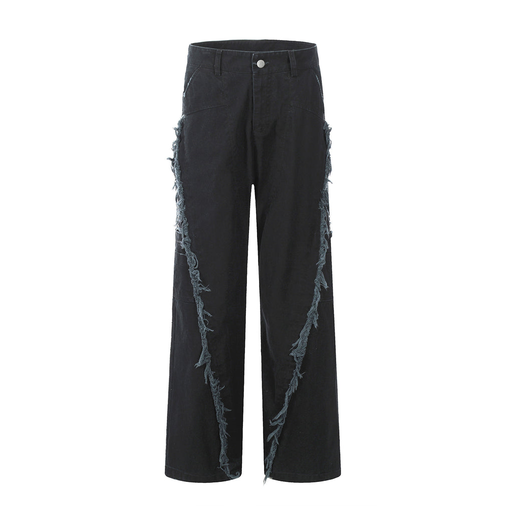 11KN  rough edge splicing multi-pocket tooling jeans