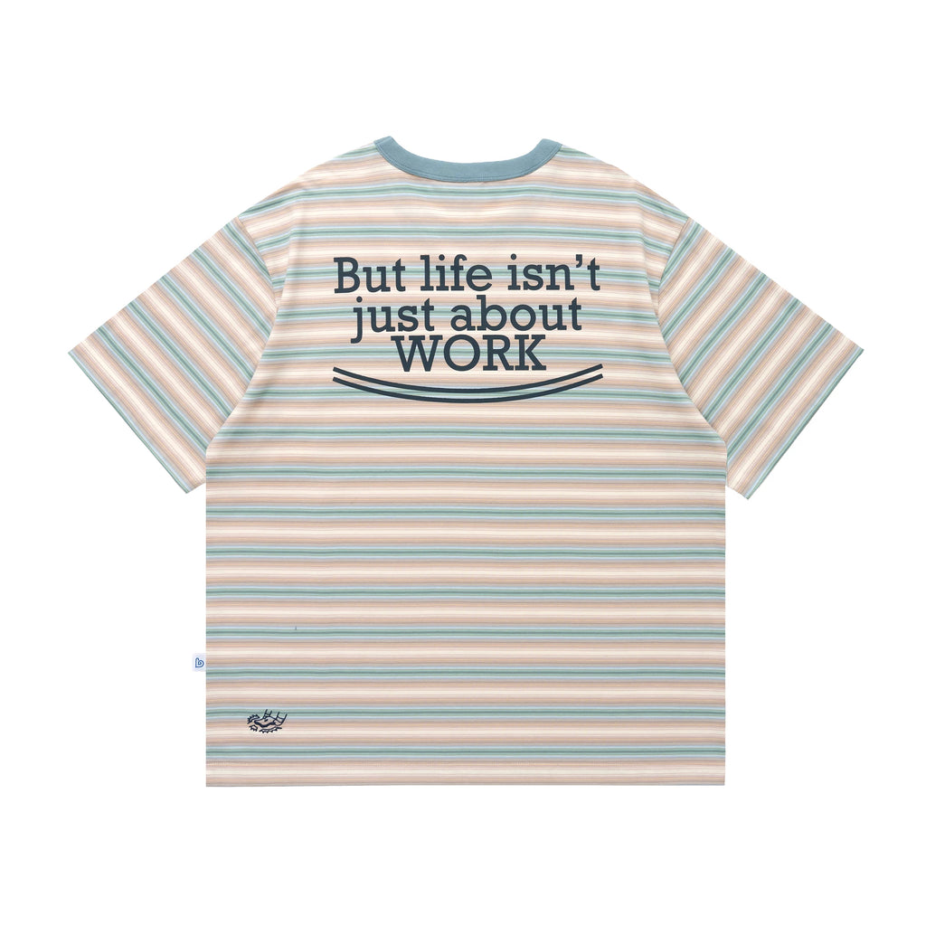 BENT IDEA Versatile Letter Print Striped Tee
