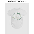 URBAN REVIVO Contrasting Print Pleated Waist Tee