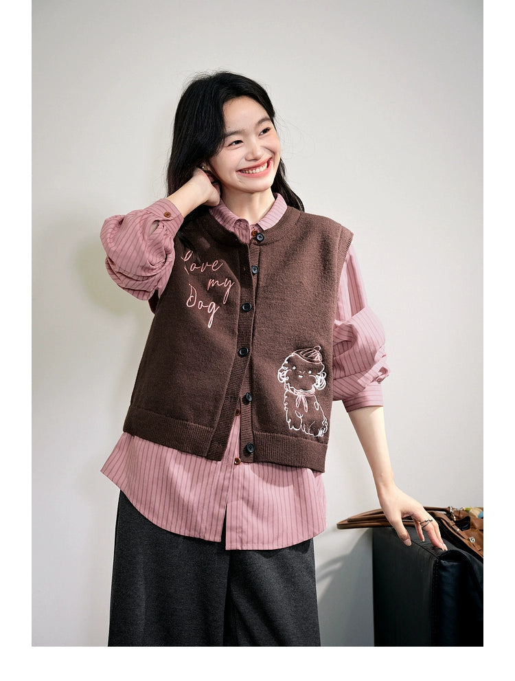 Kuose Embroidered Knitted Vest