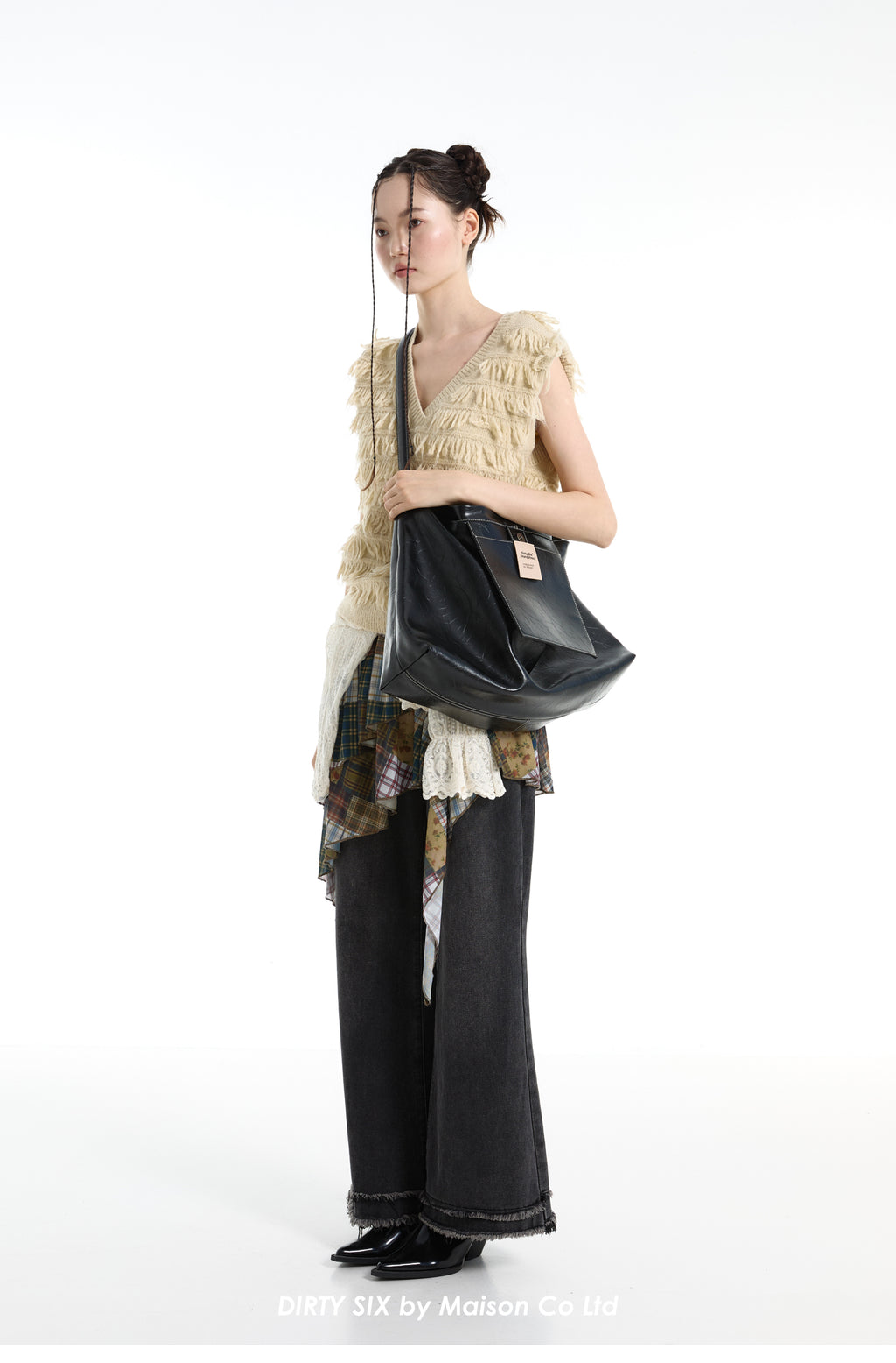 DirtySix Cow Leather Jill big pocket cowhide soft leather tote bag