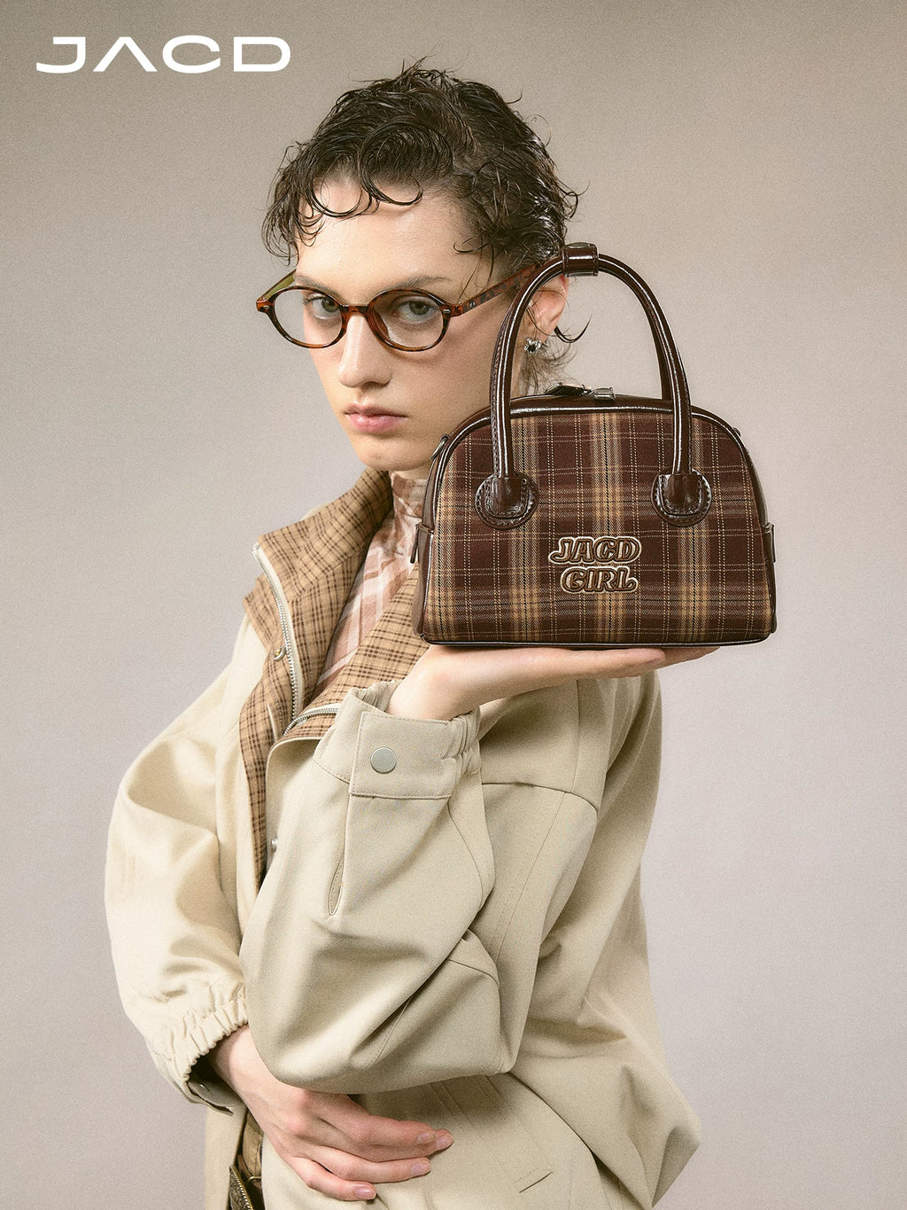 JACD College Plaid Boston Crossbody Bag Pillow Bag