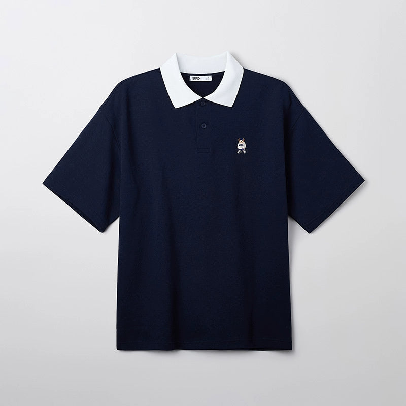 SPAO Korean Style Men's Bear Lapel POLO Shirt SPHWF24C50