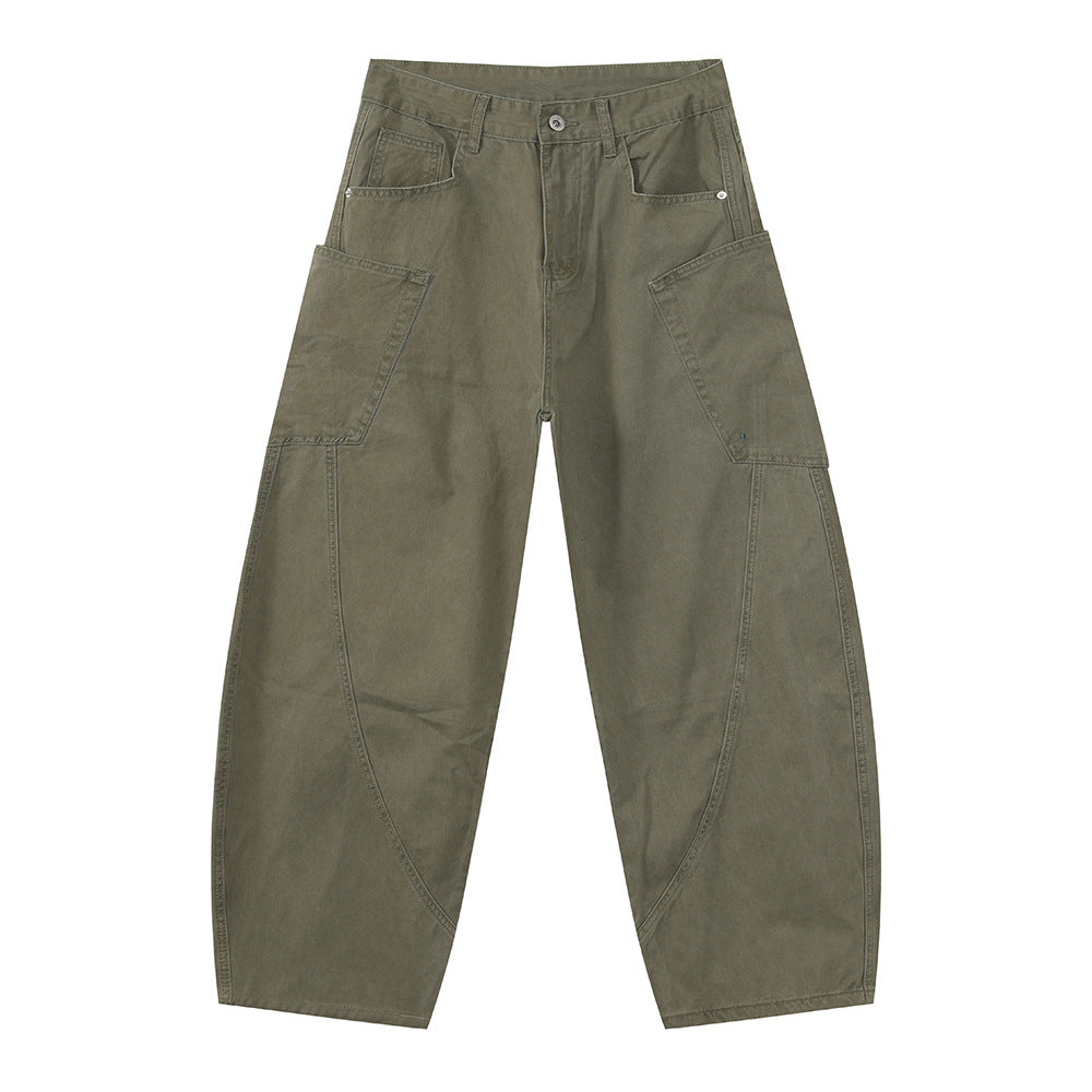 MTLCLOTHES Splicing Tooling Scimitar Washed Jeans