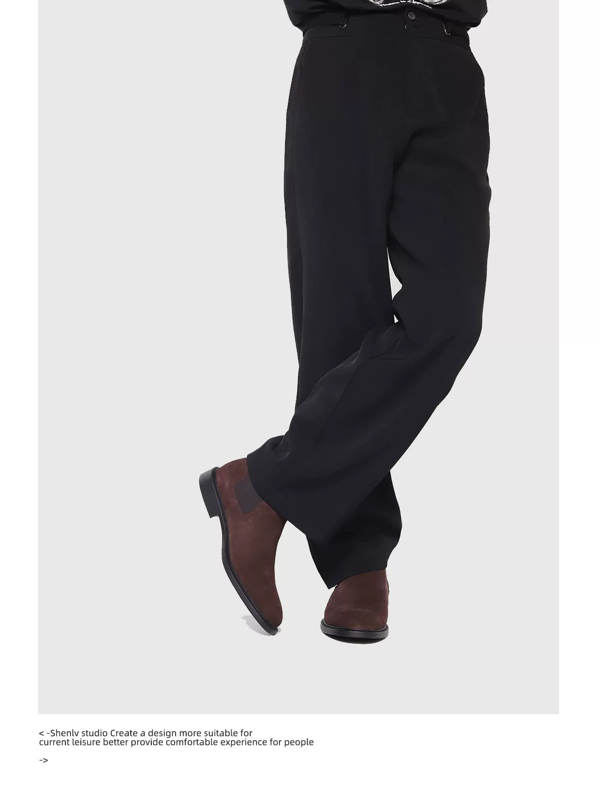 SHENLV STUDIO Fur Leather Short Boots Pointed High-top Chelsea Boots