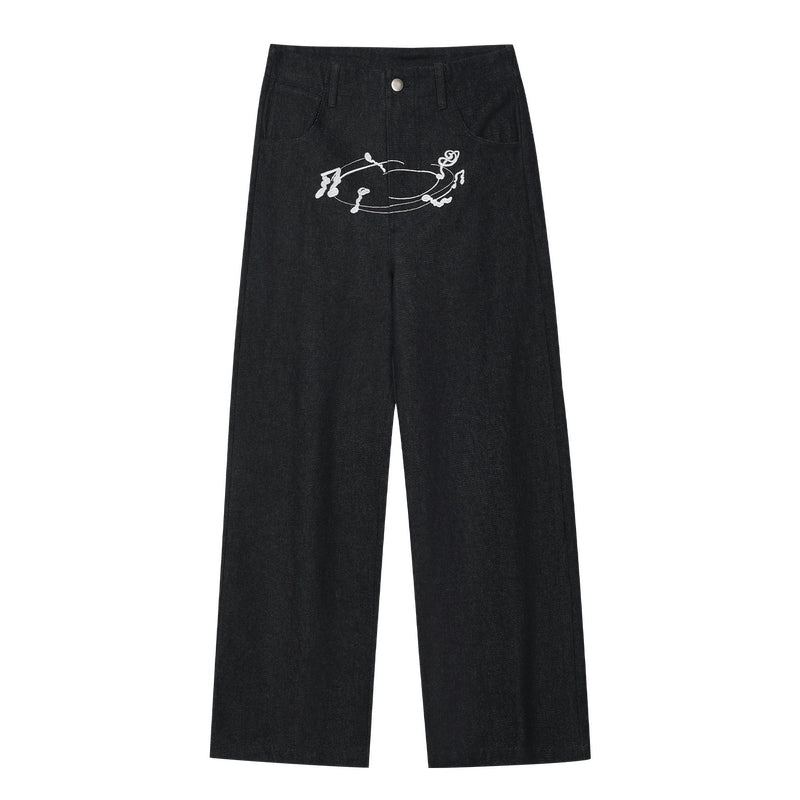 MEDM Vertigo Bear Embroidered Loose Jeans