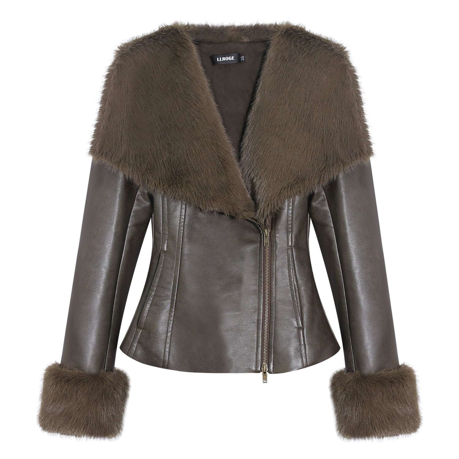 LLROGE Thickened PU Leather Jacket Short Jacket