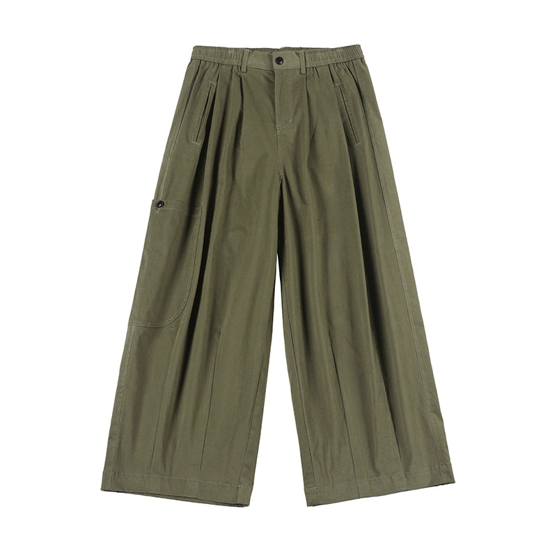 NOEARS Vintage Loose Elastic Waist Straight Casual Pants