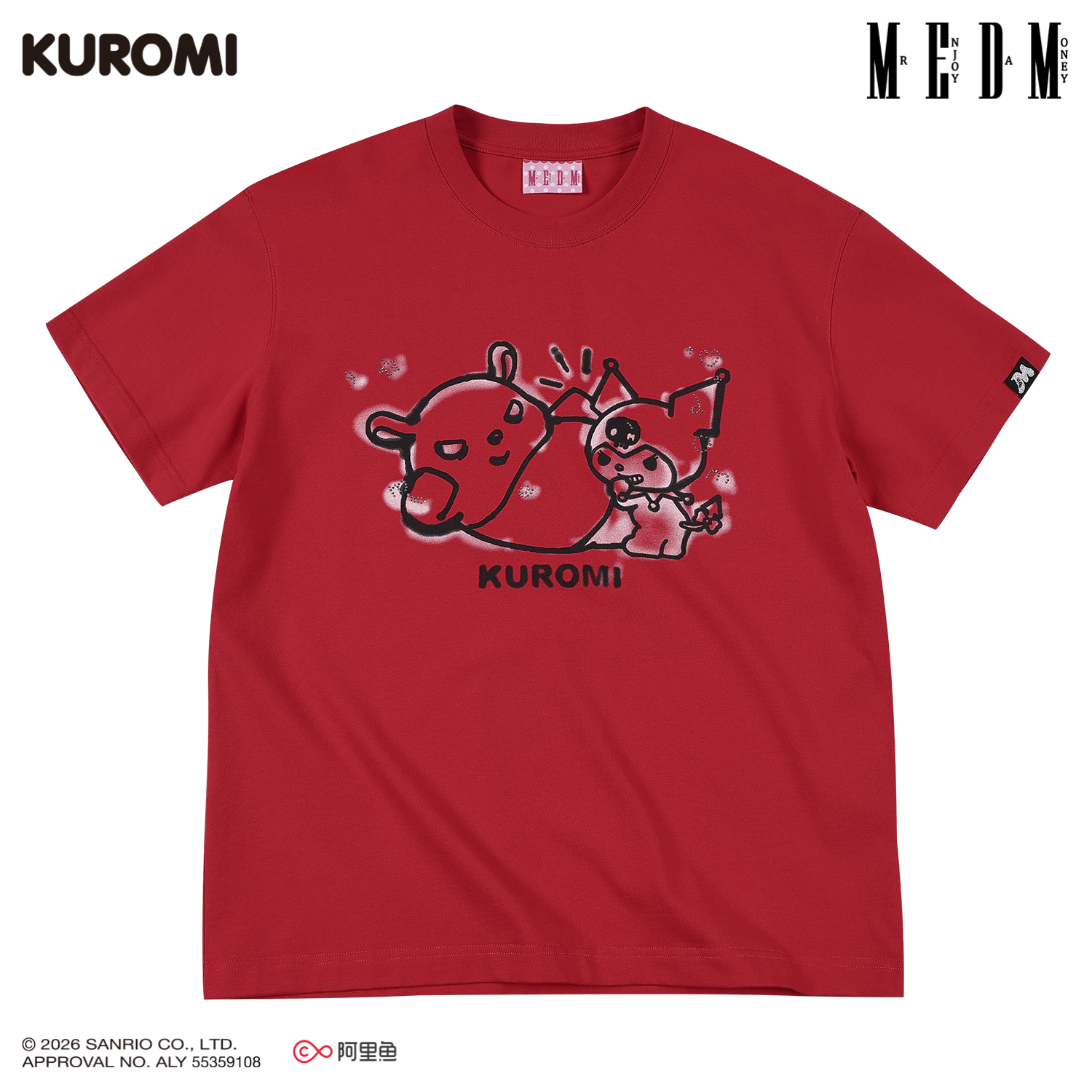 MEDM Graffiti Rhinestone Pattern Casual Tee