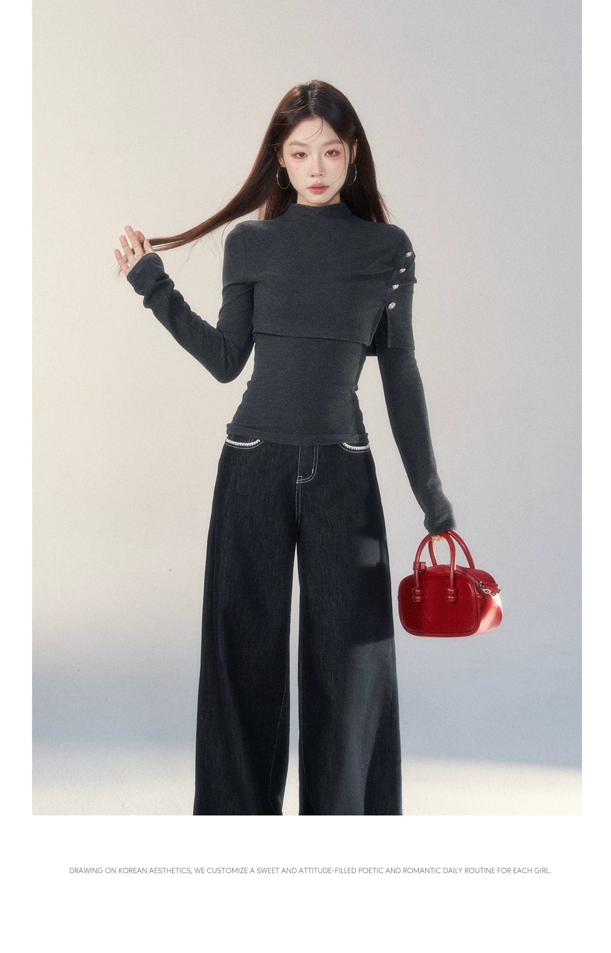 Wildberry Casual Semi-turtleneck Long Sleeve