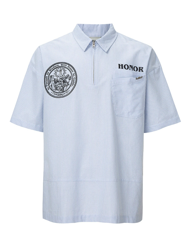 F2CE Vertical Striped Casual Short-sleeved Shirt