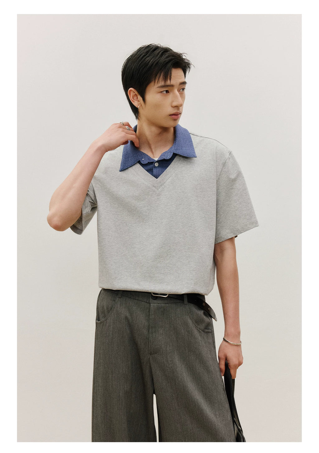 LR Cool Contrasting False Two-piece Tee