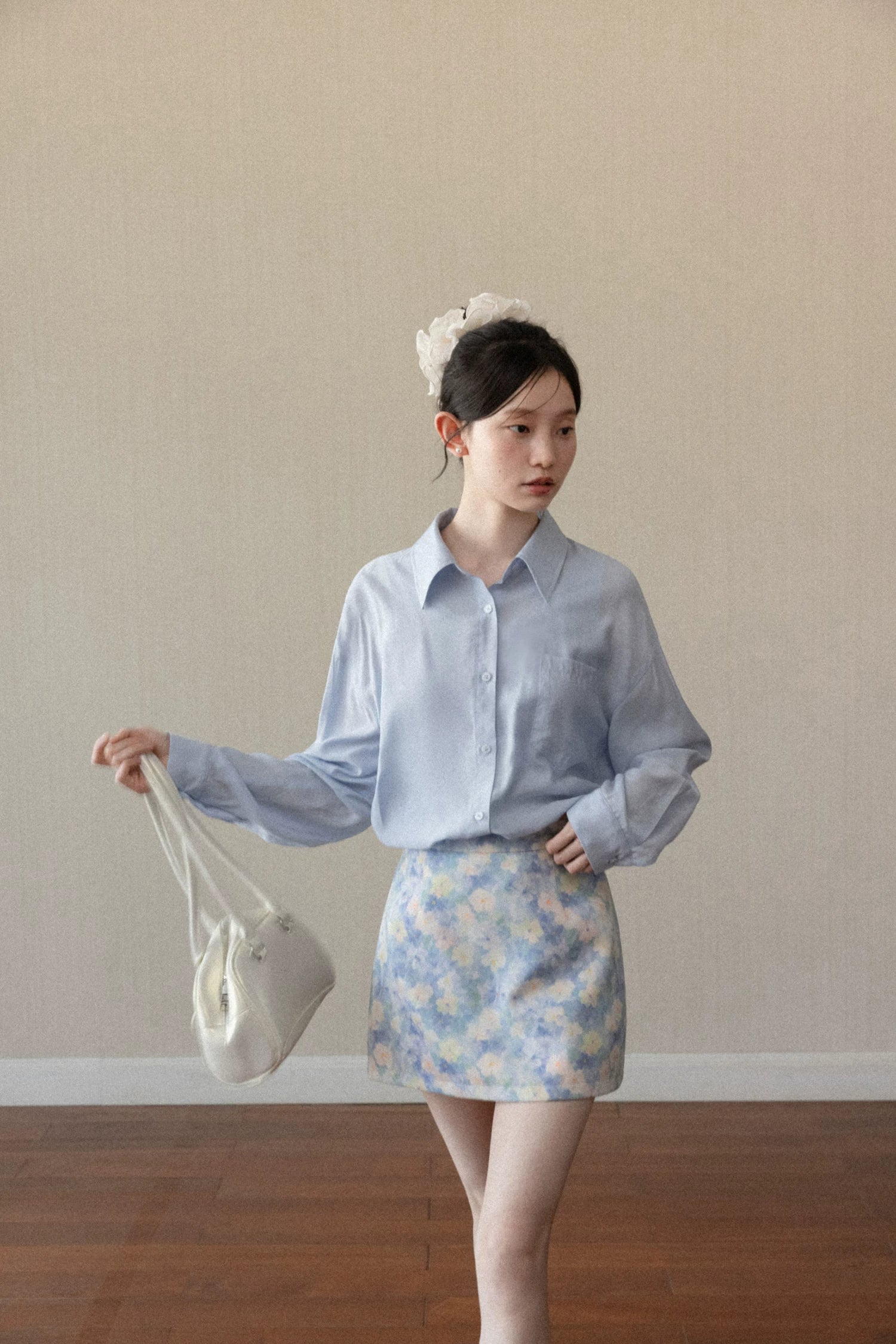 Cantonstory High Waist Floral Skirt