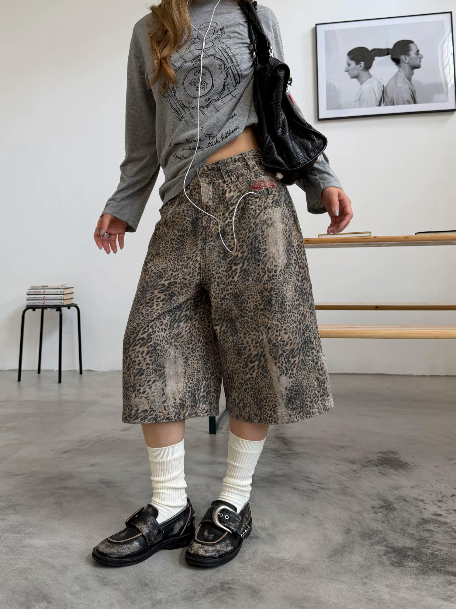 CCYE Leopard Print Worn Old Cropped Pants