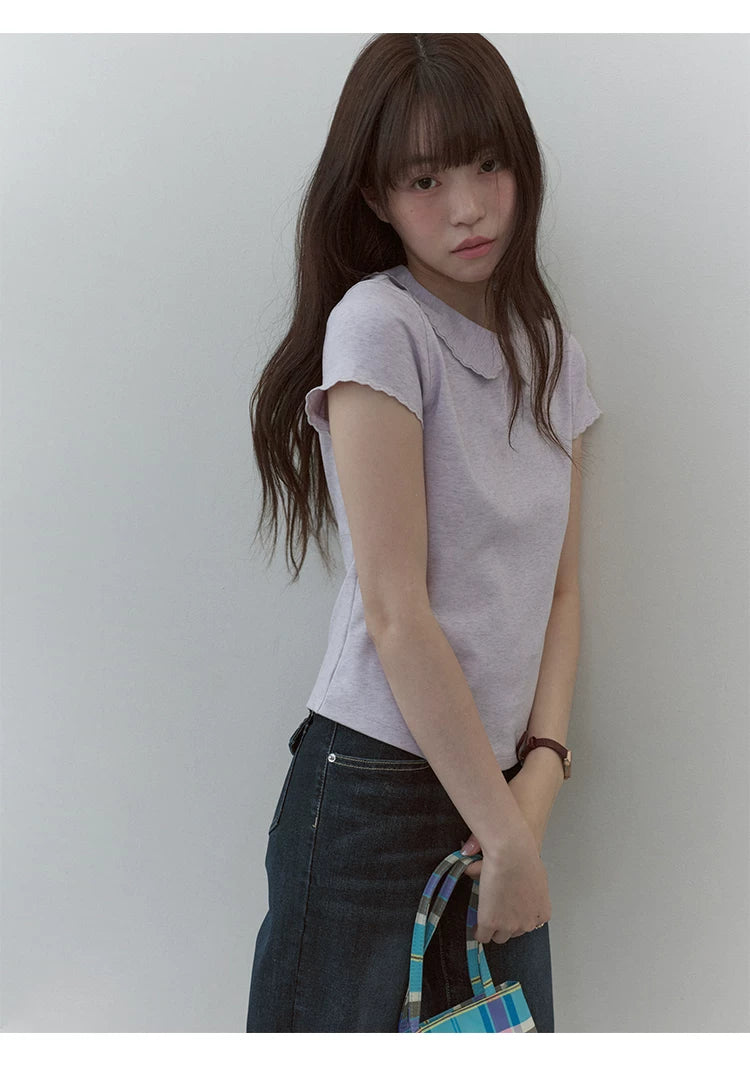VOOE Fungus Lace Simple Casual Tee
