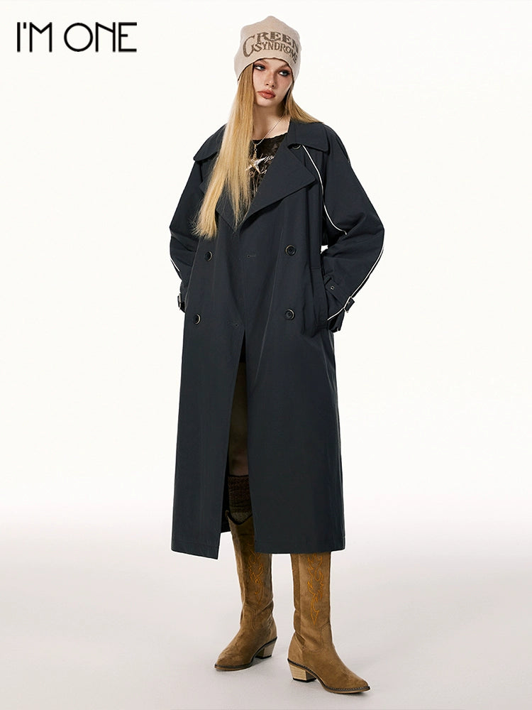 Imone Contrasting Reflective Strip Casual Trench Coat