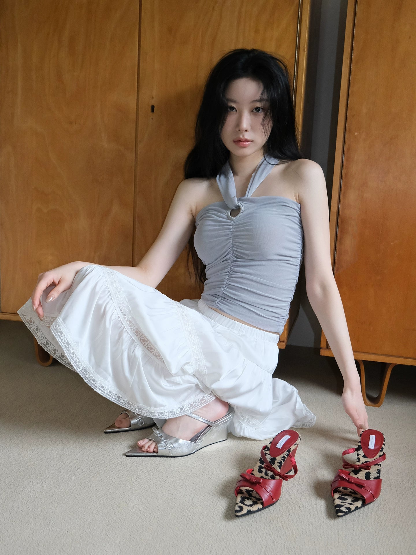Mooreyu Sexy Shallow Leather High Heels