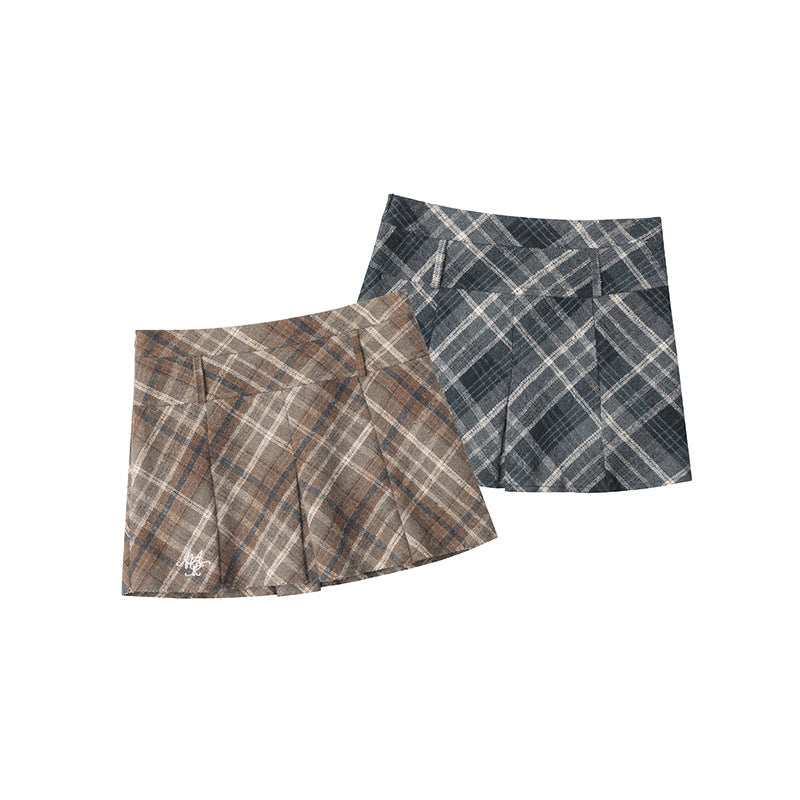 Nariele Retro Plaid Slim Hip-wrapped Skirt