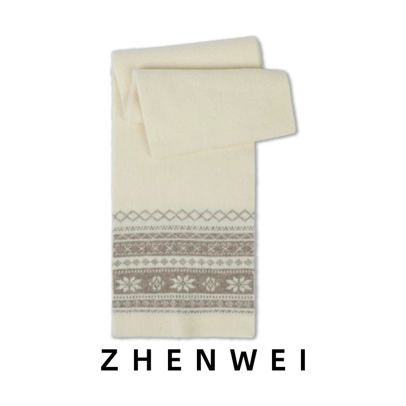 ZHENWEI Pure Wool Fair Island Knitted Small Scarf Scarf