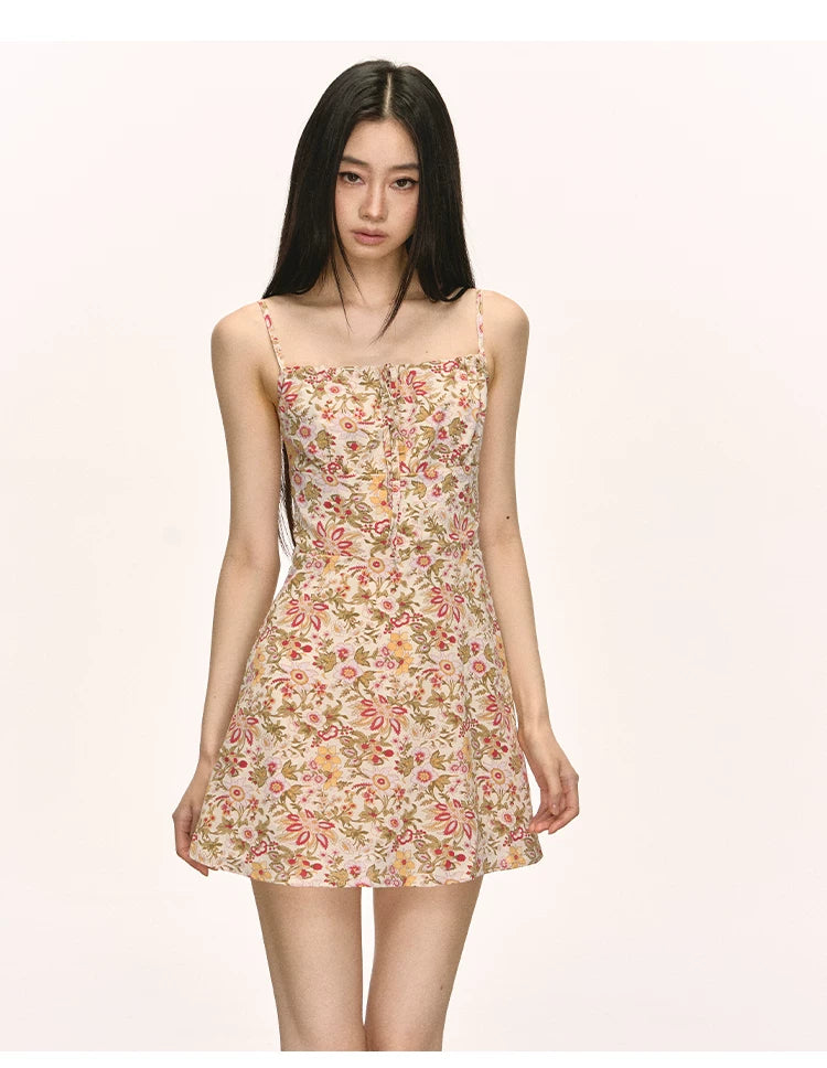 Anna Aneae Waist Thin Floral Suspender Dress