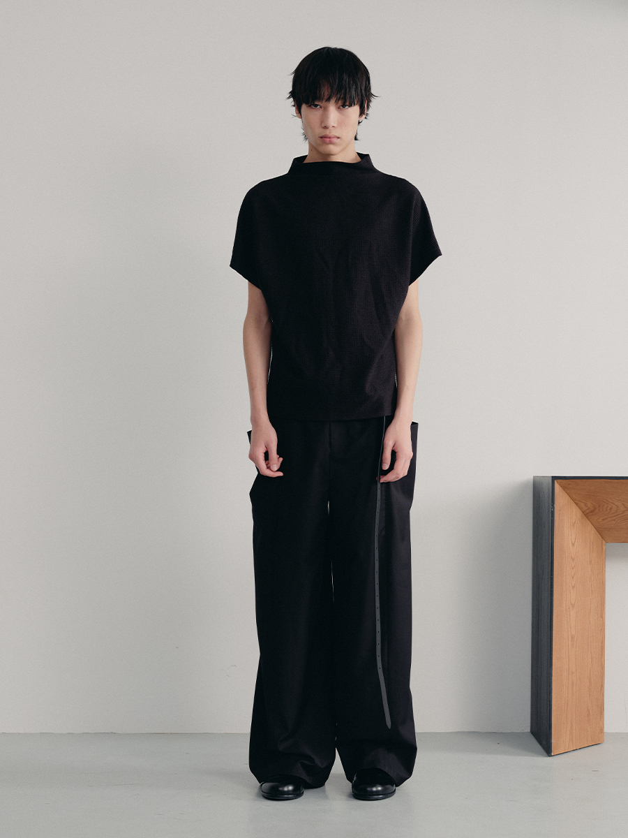 JCAESAR Herringbone Texture Knitted Lazy Tee