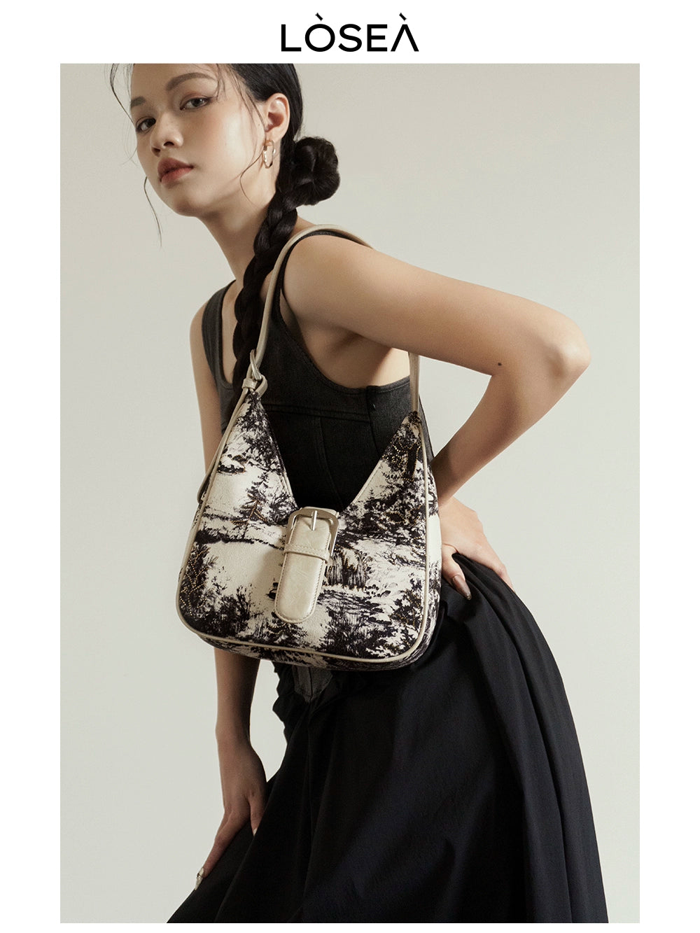 LOSEA New Chinese Ink Painting Underarm Bag