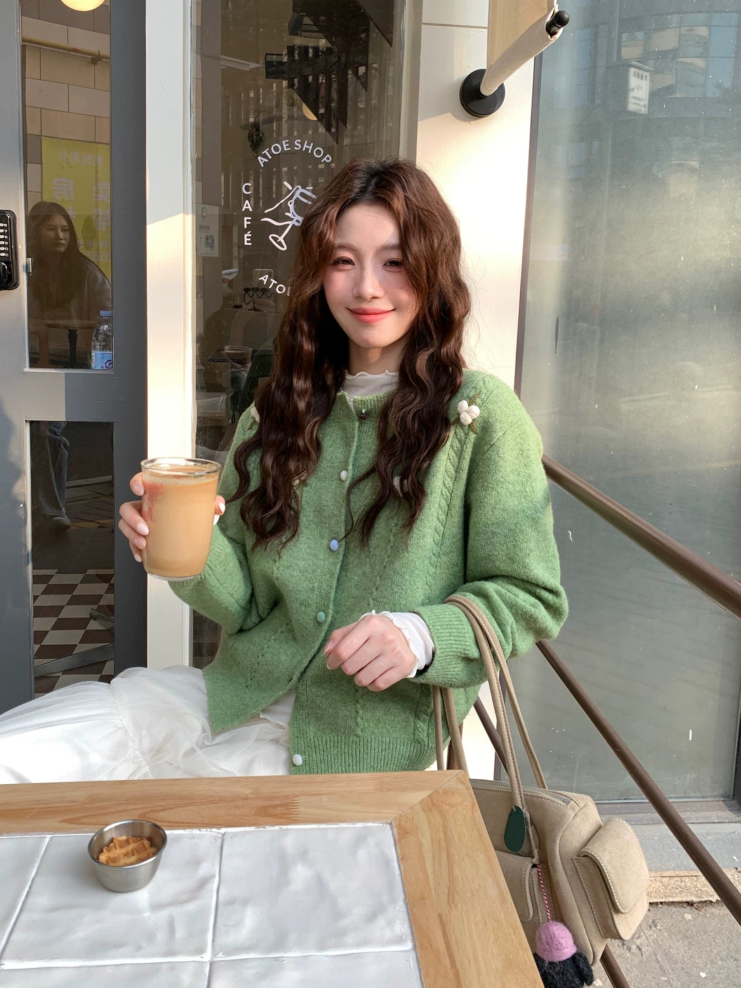 Even Korean White Lazy Sweater