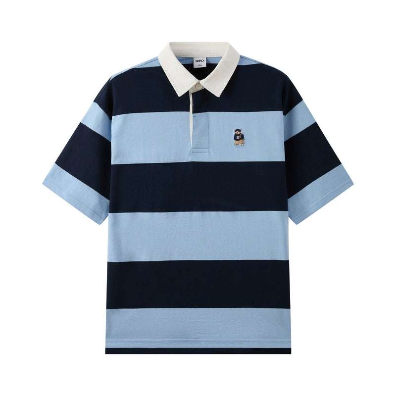 SPAO Men's Striped POLO Collar Short-sleeved T-shirt SPHWF24C51