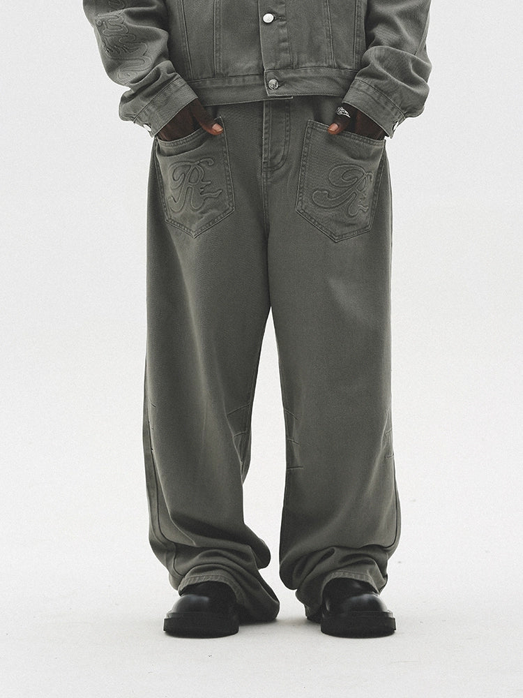 UNTILWERICH Distressed Washed Straight Casual Jeans