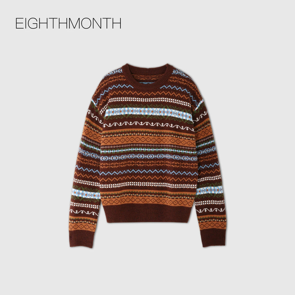 EIGHTHMONTH Vintage Loose Contrast Striped Sweater